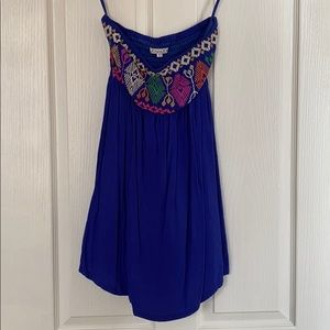 Strapless embroidered dress by Joy Joy.